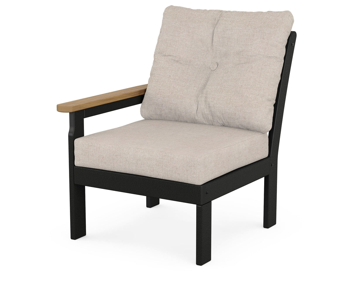 POLYWOOD Vineyard Modular Left Arm Chair in Black / Natural / Blend Linen