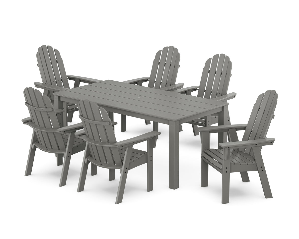 POLYWOOD Vineyard Curveback Adirondack 7-Piece Parsons Dining Set in Slate Grey