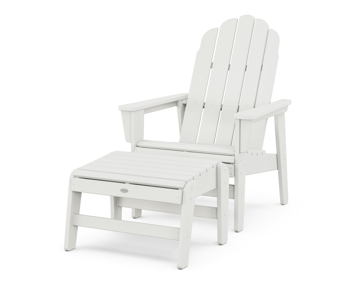 POLYWOOD Vineyard Grand Upright Adirondack Chair with Ottoman in Vintage White