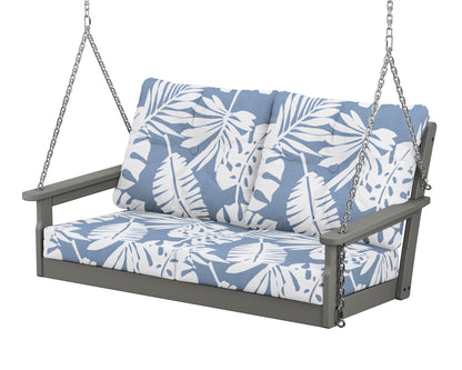 POLYWOOD Vineyard Deep Seating Swing in Slate Grey / Leaf Sky Blue