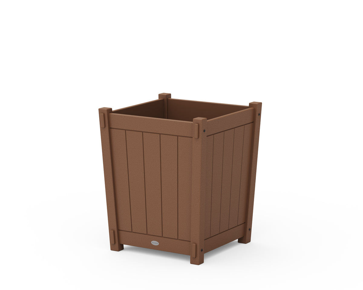 POLYWOOD Vineyard Large Tapered Square Short Planter Box in Teak