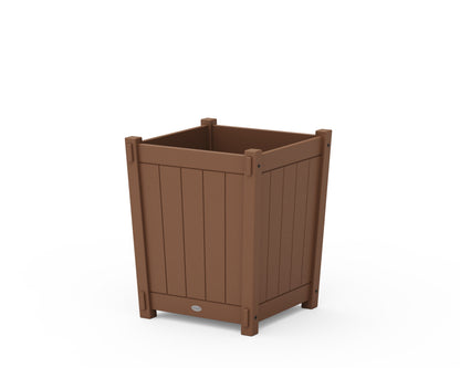 POLYWOOD Vineyard Large Tapered Square Short Planter Box in Teak