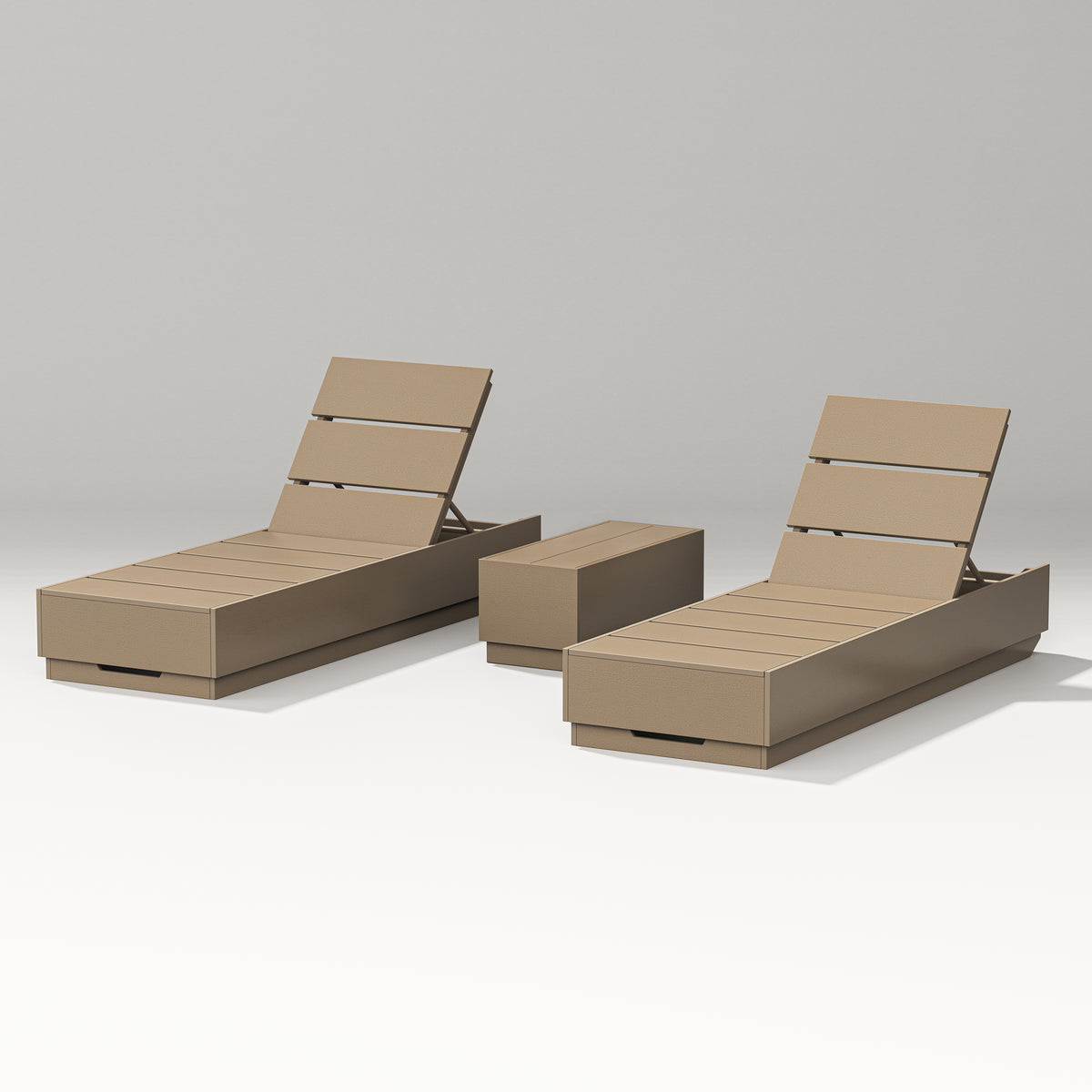 POLYWOOD PW Designer Series Elevate 3-Piece Chaise Lounge Set in Vintage Sahara