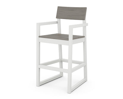POLYWOOD EDGE Bar Arm Chair in White / Driftwood