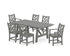 POLYWOOD Chippendale 7-Piece Rustic Farmhouse Dining Set in Slate Grey