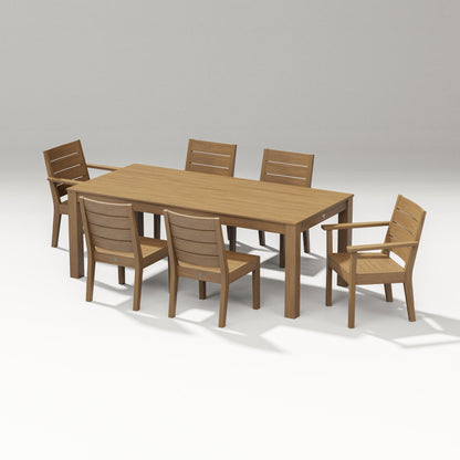 POLYWOOD Latitude 7-Piece Dining Set - 84" Table in Natural