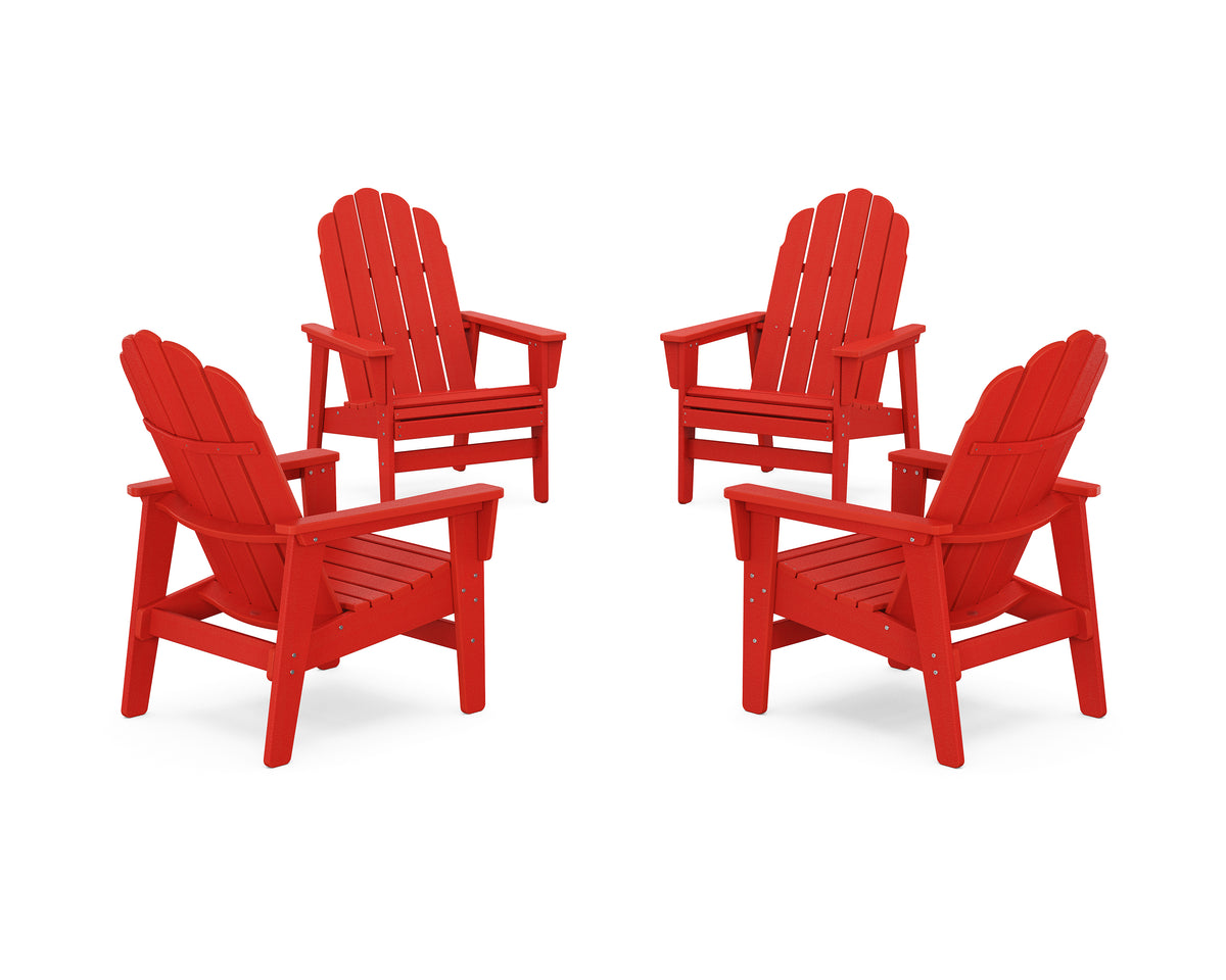 POLYWOOD 4-Piece Vineyard Grand Upright Adirondack Chair Conversation Set in Sunset Red