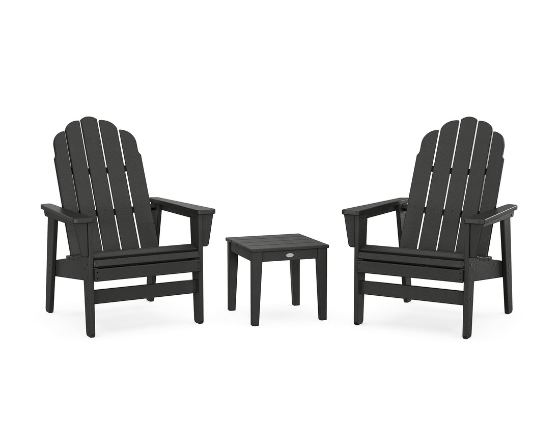 POLYWOOD 3-Piece Vineyard Grand Upright Adirondack Set in Black