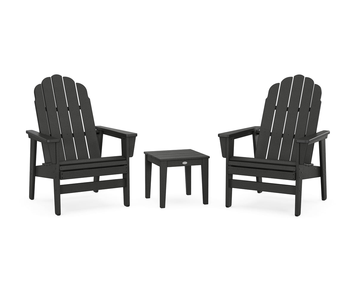 POLYWOOD 3-Piece Vineyard Grand Upright Adirondack Set in Black