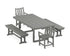 POLYWOOD Traditional Garden 5-Piece Dining Set with Benches - 39" x 78" Table in Slate Grey