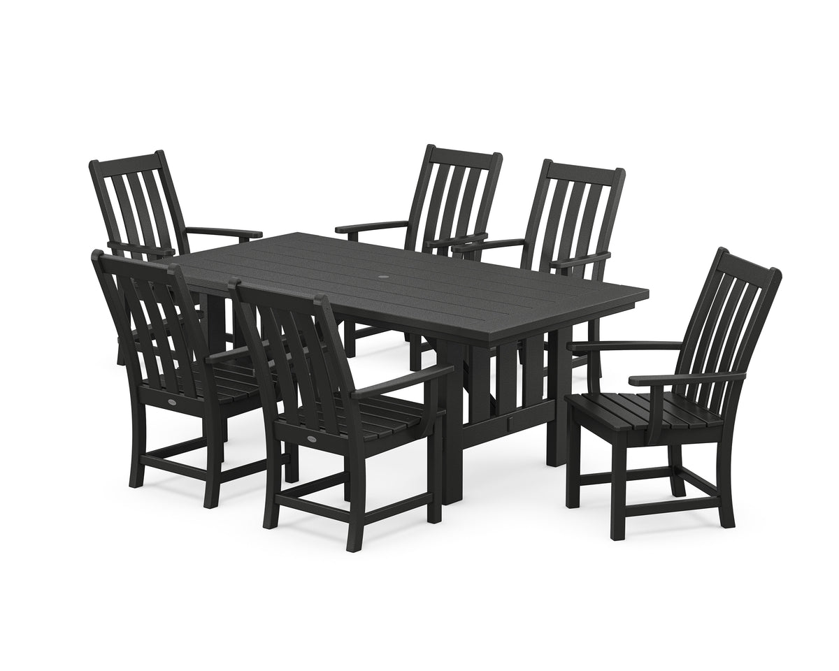 POLYWOOD Vineyard Arm Chair 7-Piece Mission Dining Set in Black