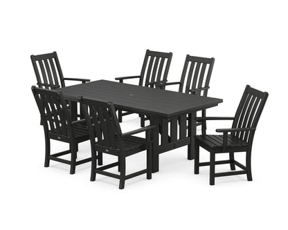 POLYWOOD Vineyard Arm Chair 7-Piece Mission Dining Set in Black