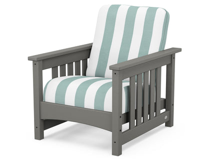 POLYWOOD Club Mission Chair in Slate Grey / Cabana Stripe Glacier Spa