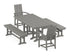 POLYWOOD Modern Adirondack 5-Piece Farmhouse Dining Set with Benches - 37" x 72" Table in Slate Grey