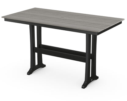 POLYWOOD Farmhouse Trestle 37" x 72" Bar Table in Black / Driftwood