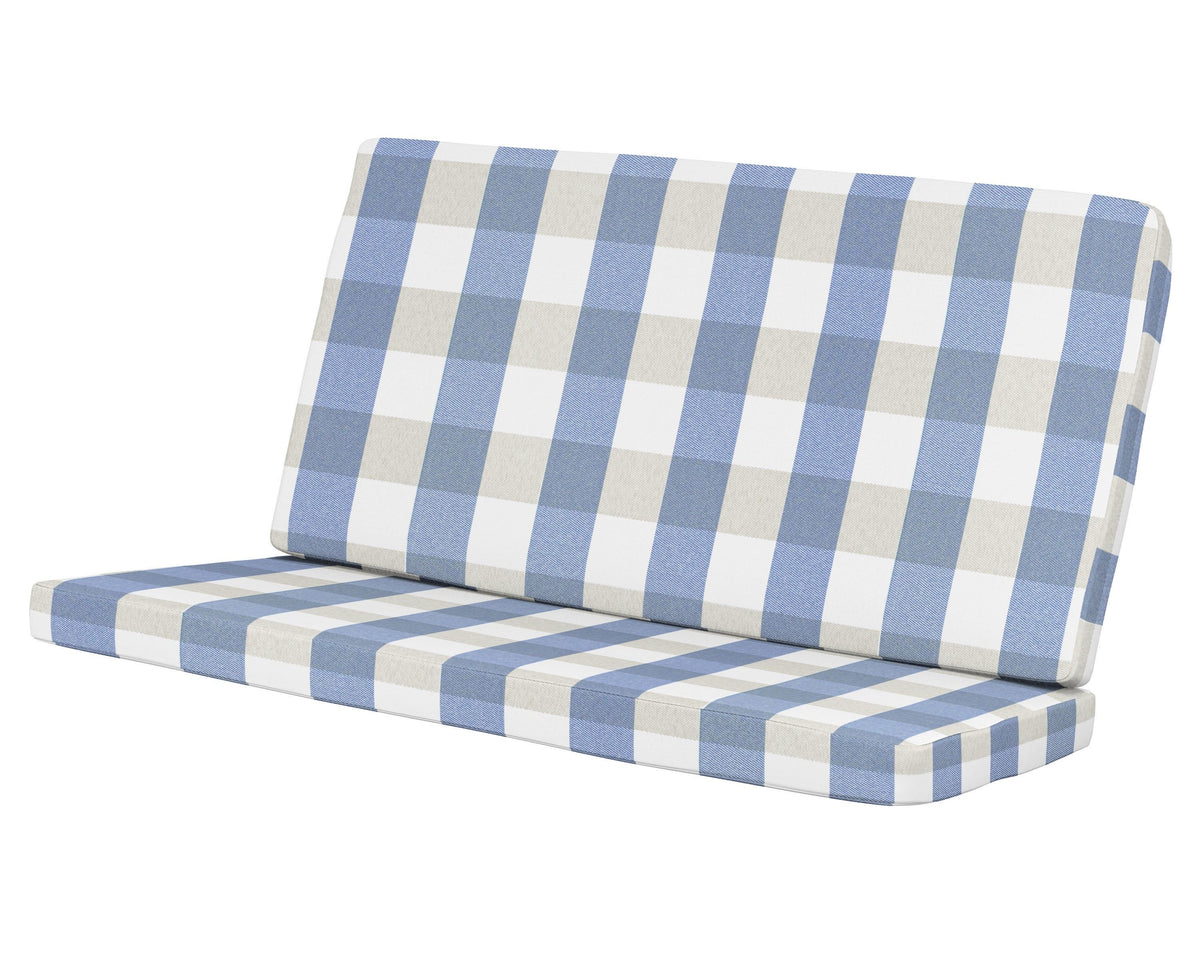 POLYWOOD Modern Loveseat Cushion in Buffalo Plaid Sky Blue