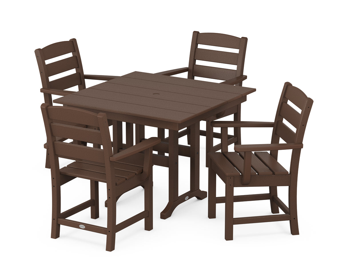 POLYWOOD Lakeside 5-Piece Farmhouse Dining Set in Mahogany