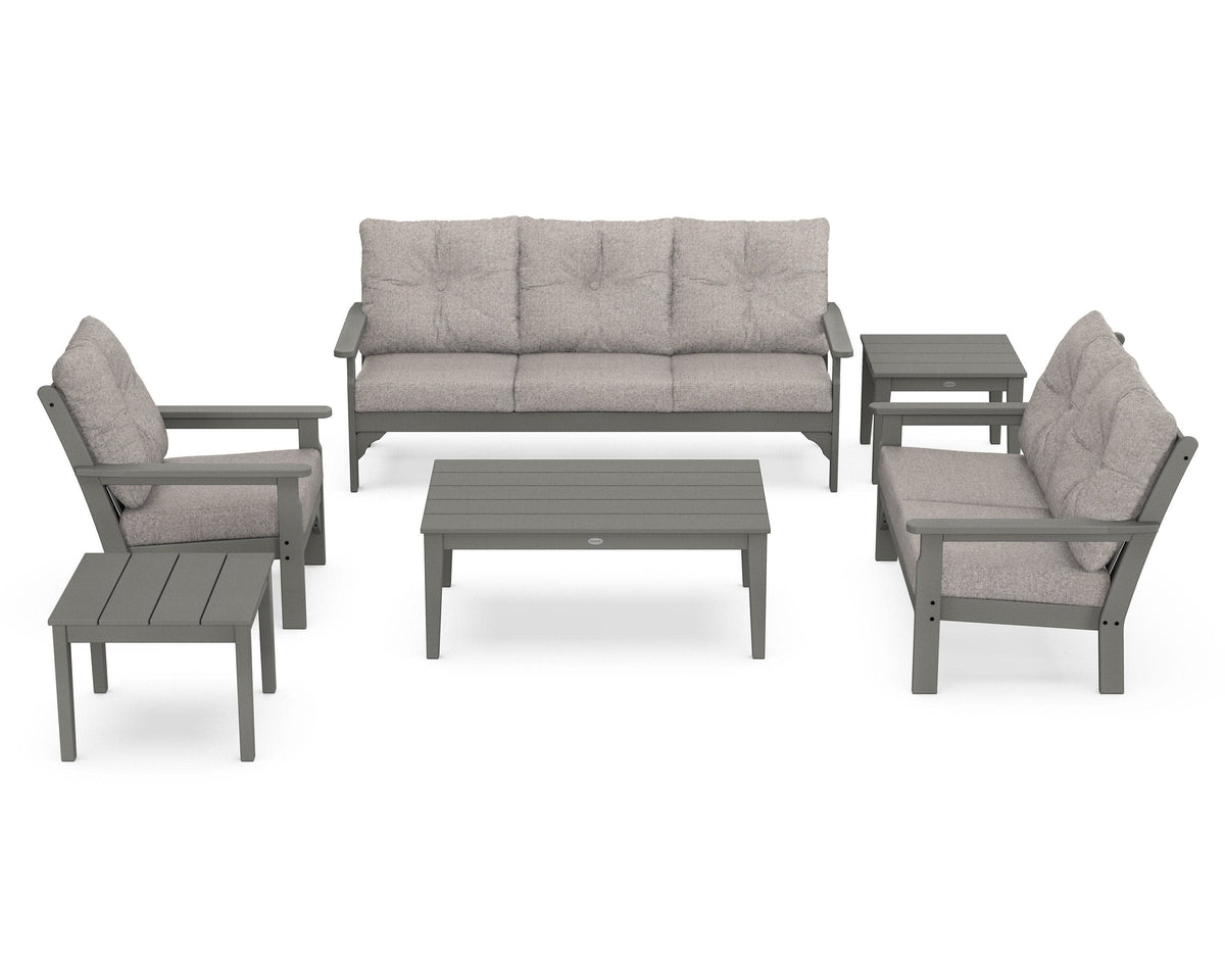 POLYWOOD Vineyard 6-Piece Deep Seating Set in Slate Grey / Weathered Tweed