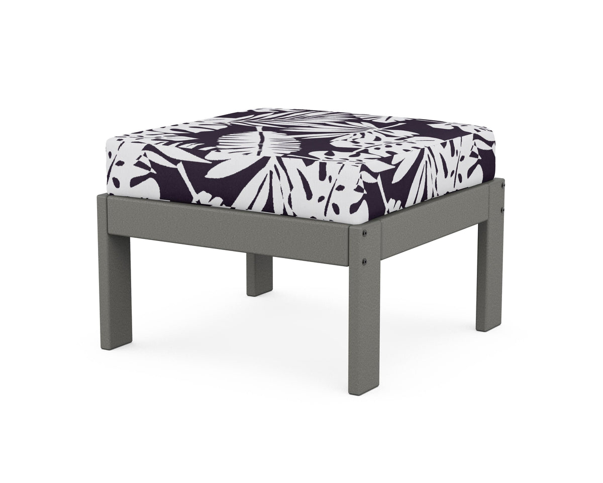 POLYWOOD Vineyard Modular Ottoman in Slate Grey / Leaf Navy