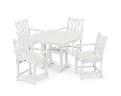 POLYWOOD Traditional Garden 5-Piece Dining Set with Trestle Legs - 37" Table in White