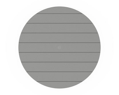 Angled view of the POLYWOOD 36" Round Farmhouse Bar Table in Slate Grey