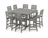 POLYWOOD Lakeside 9-Piece Bar Side Chair Set in Slate Grey