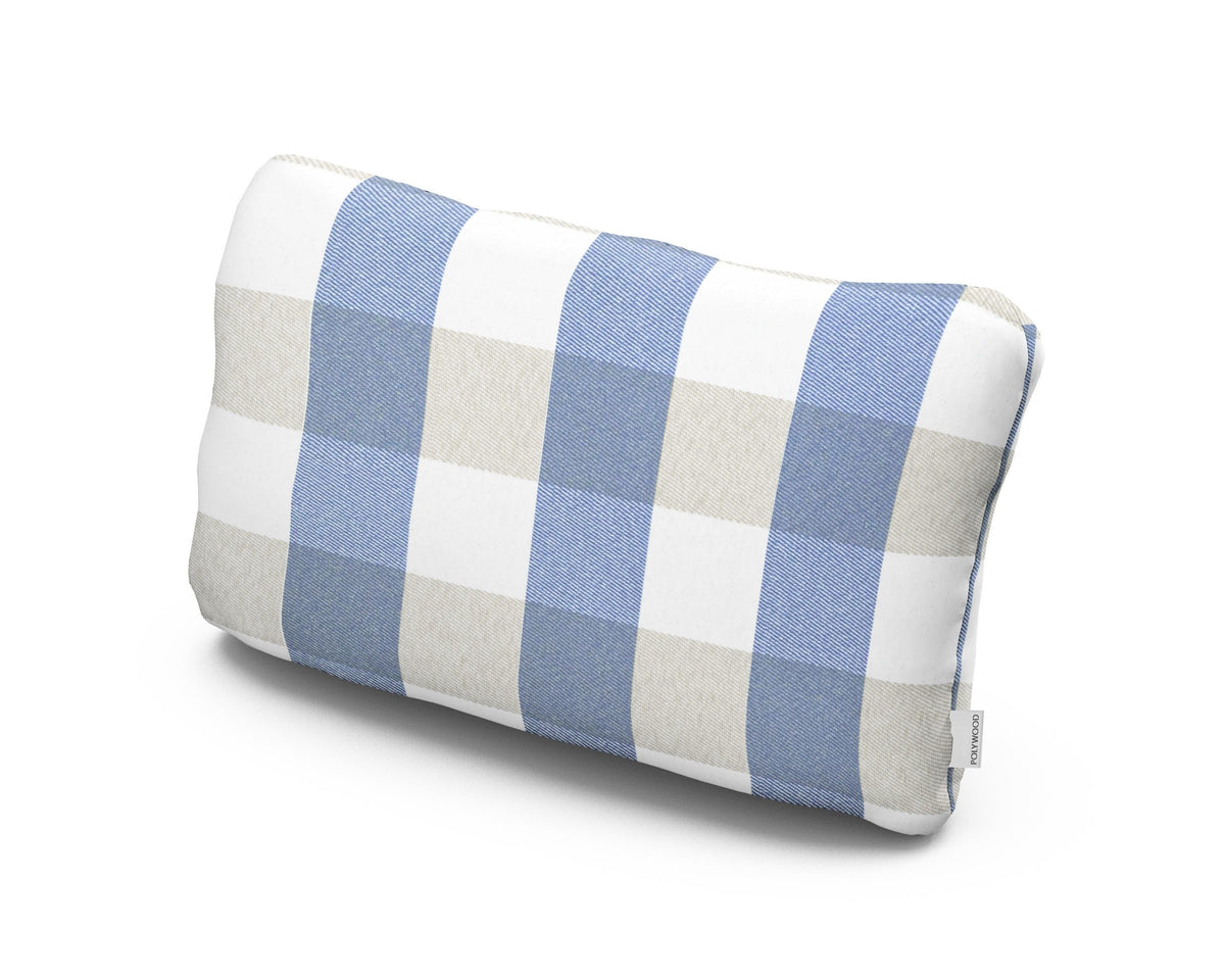 POLYWOOD Outdoor Lumbar Pillow in Buffalo Plaid Sky Blue