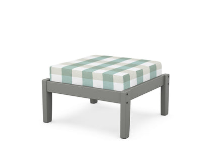 POLYWOOD Deep Seating Ottoman in Slate Grey / Buffalo Plaid Glacier Spa