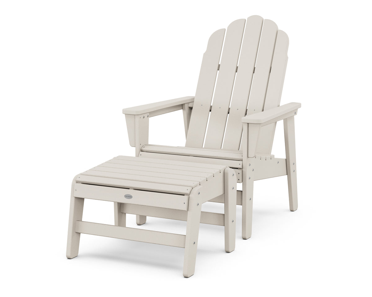 POLYWOOD Vineyard Grand Upright Adirondack Chair with Ottoman in Sand