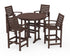 POLYWOOD 5 Piece Signature Bar Dining Set in Mahogany