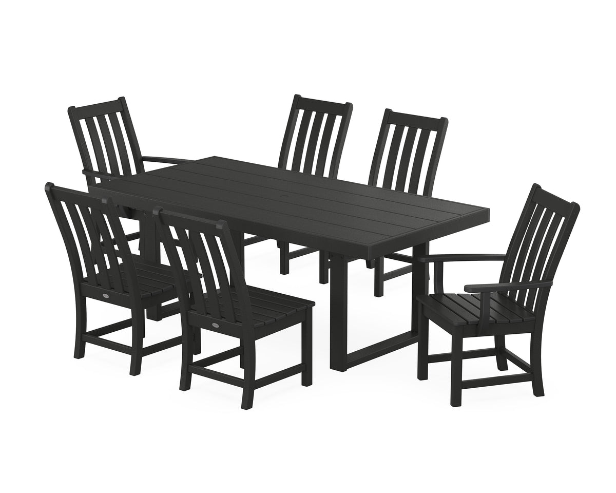 POLYWOOD Vineyard 7-Piece Dining Set - 39" x 78" Table in Black