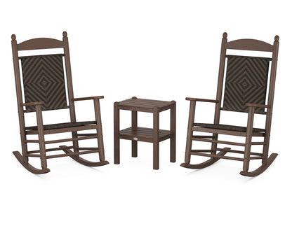 POLYWOOD Jefferson 3-Piece Woven Rocker Set in Mahogany / Cahaba