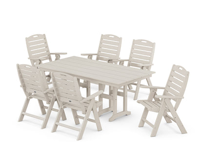 POLYWOOD Nautical Highback 7-Piece Farmhouse Dining Set in Sand