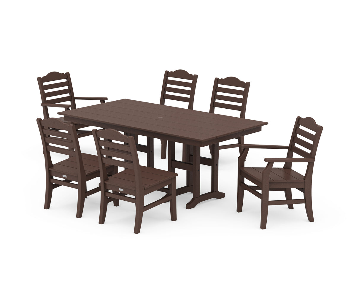 POLYWOOD Savannah 7-Piece Farmhouse Dining Set in Mahogany