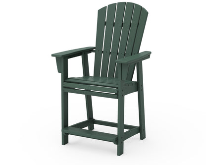 POLYWOOD Nautical Curveback Adirondack Counter Chair in Green