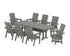 POLYWOOD Modern Curveback Adirondack Swivel 9-Piece Dining Set with Trestle Legs in Slate Grey