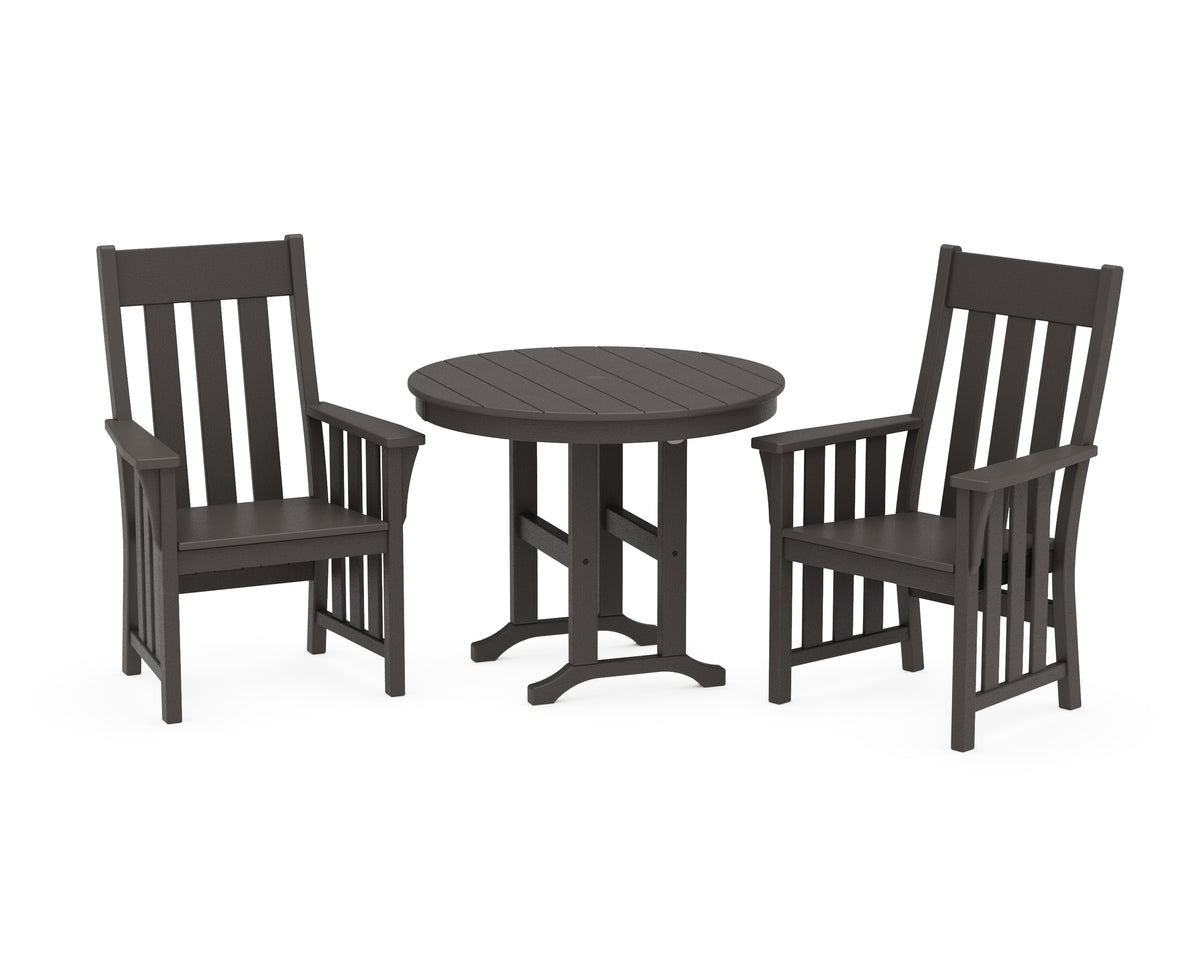 POLYWOOD Acadia 3-Piece Farmhouse Dining Set in Vintage Coffee