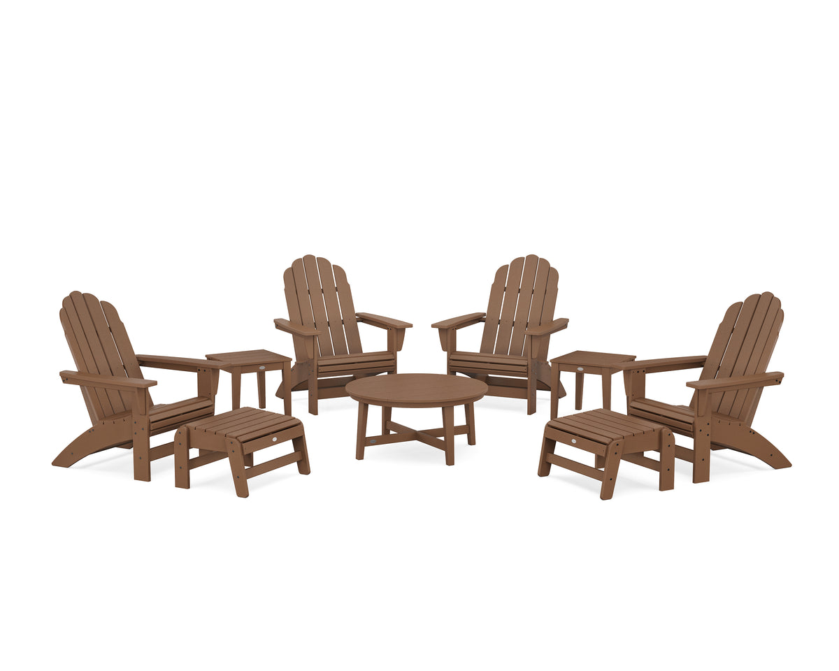 POLYWOOD Vineyard Grand Adirondack 9-Piece Conversation Set in Teak
