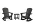 POLYWOOD Nautical Curveback 3-Piece Adirondack Rocking Chair Set in Black