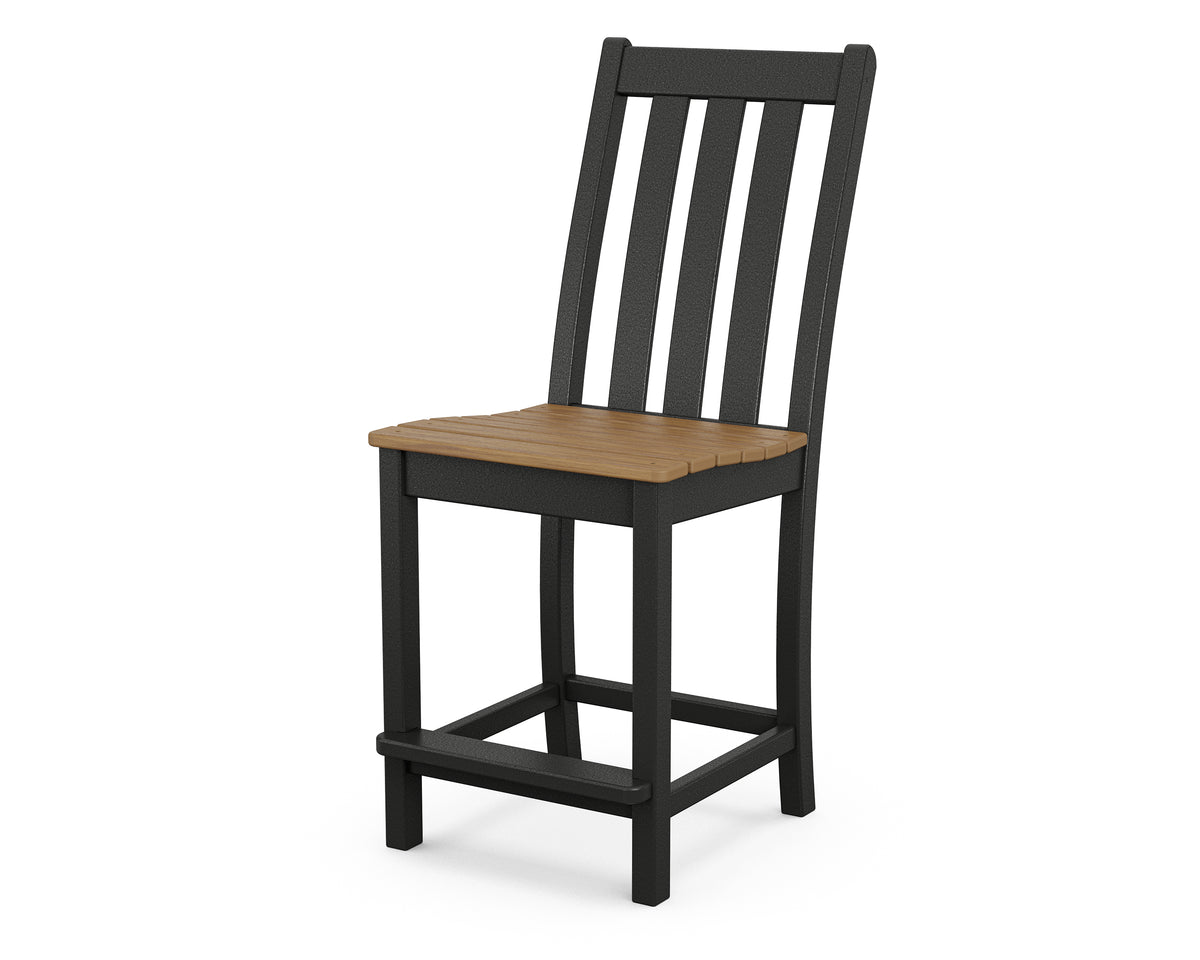 POLYWOOD Vineyard Counter Side Chair in Black / Natural