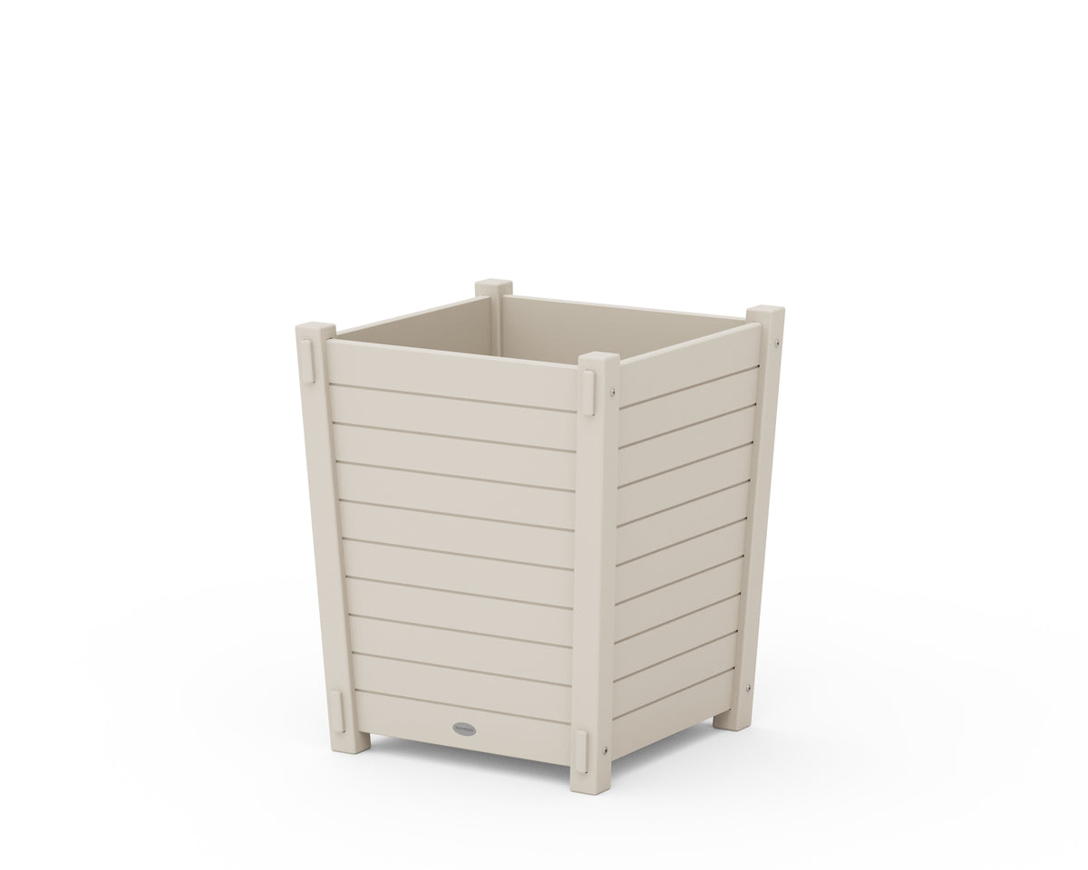 POLYWOOD Nautical Large Tapered Square Short Planter Box in Sand