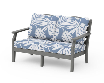 POLYWOOD Savannah Deep Seating Loveseat in Slate Grey / Leaf Sky Blue