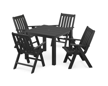 POLYWOOD Vineyard Folding Chair 5-Piece Parsons Dining Set in Black