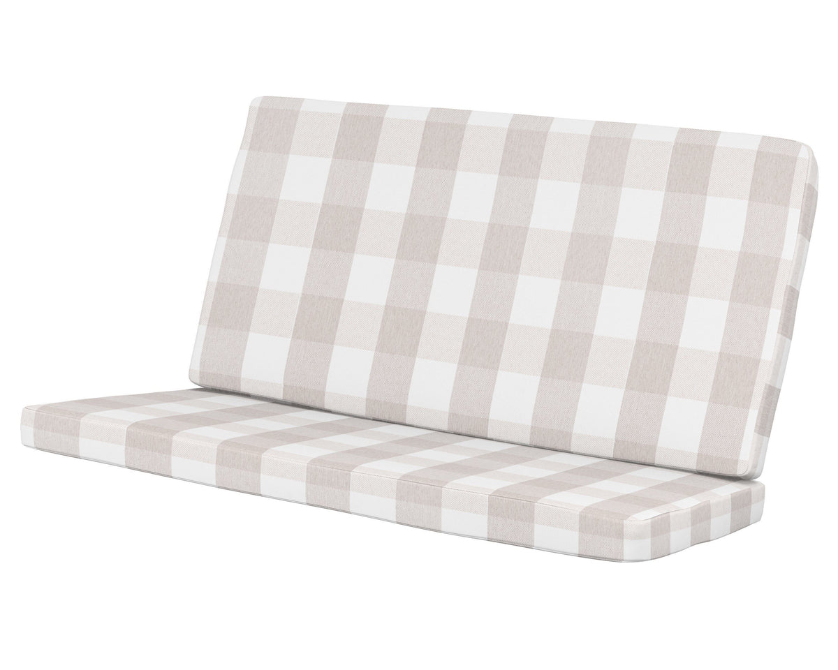 POLYWOOD Modern Loveseat Cushion in Buffalo Plaid Dune Burlap
