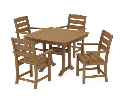 POLYWOOD Lakeside 5-Piece Dining Set with Trestle Legs - 37" Table in Natural
