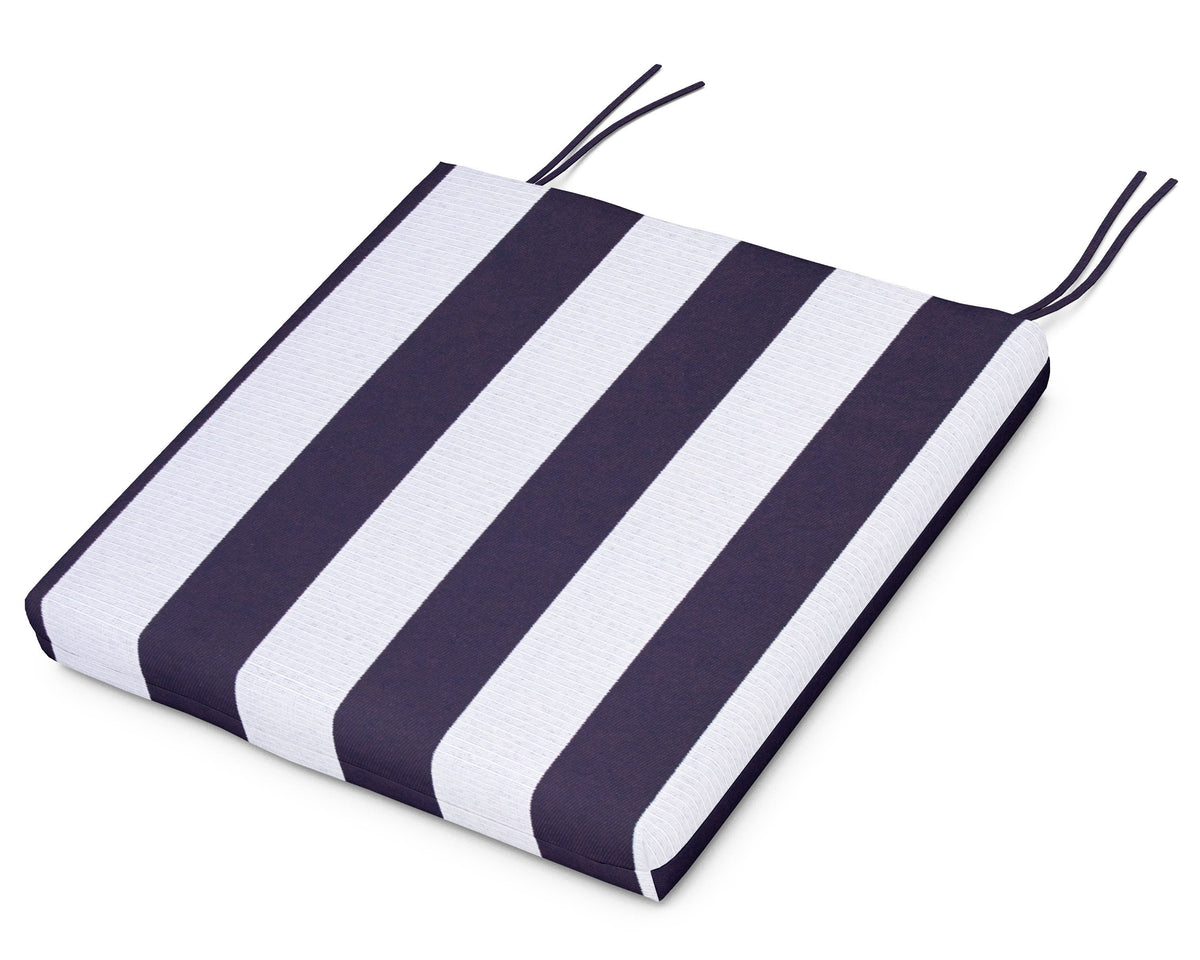 POLYWOOD Seat Cushion - 17.5"D x 20"W x 2.5"H in Cabana Stripe Navy