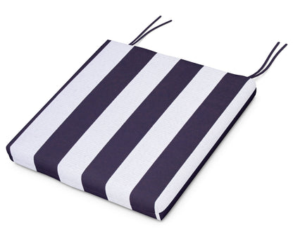 POLYWOOD EDGE Dining Cushion 19.5"D x 19.5"W x 2.5"H in Cabana Stripe Navy