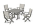 POLYWOOD Coastal Folding Chair 5-Piece Farmhouse Dining Set With Trestle Legs in Slate Grey / Birch
