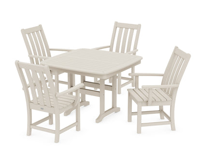 POLYWOOD Vineyard 5-Piece Dining Set with Trestle Legs - 44" Table in Sand