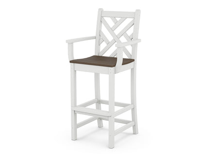 POLYWOOD Chippendale Bar Arm Chair in White / Kona